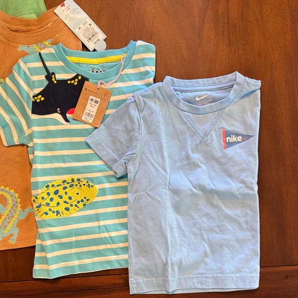 Mixed Kids Tees - Coral, Mint, Tan, Aqua Stripe & Light Blue - Picture 2 of 11